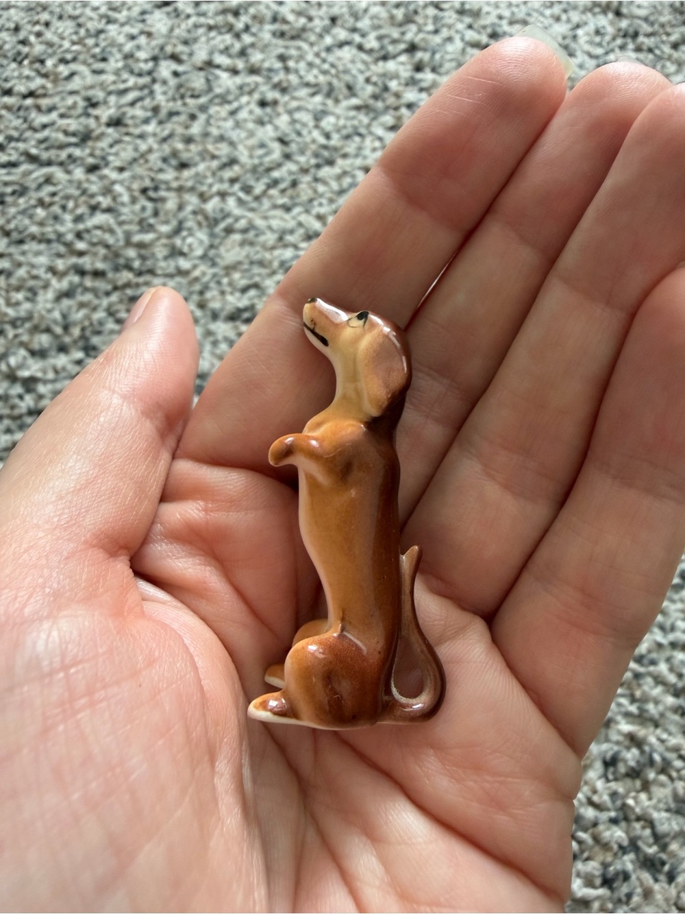 Ceramic Brown Dachshund Figurine for Small Pets Decor